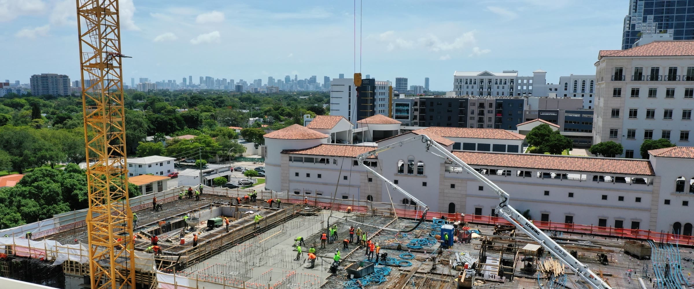 Looking north over the canopy of Coral Gables toward the skyline